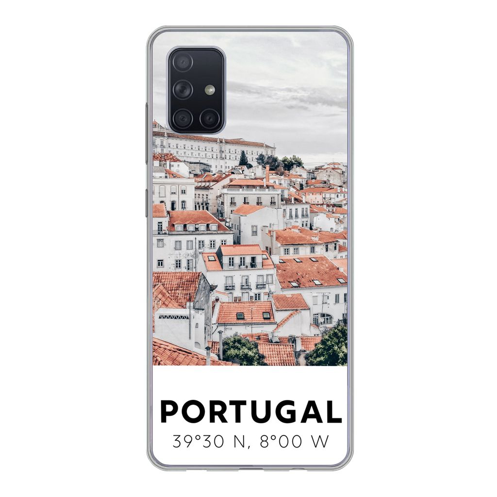 MuchoWow Handyhülle Schutzhülle Hülle für Samsung Galaxy A71 Portugal - Europa - Rot - Silhouette Silikon Softcase Handy Hülle - Kartenbesitzer