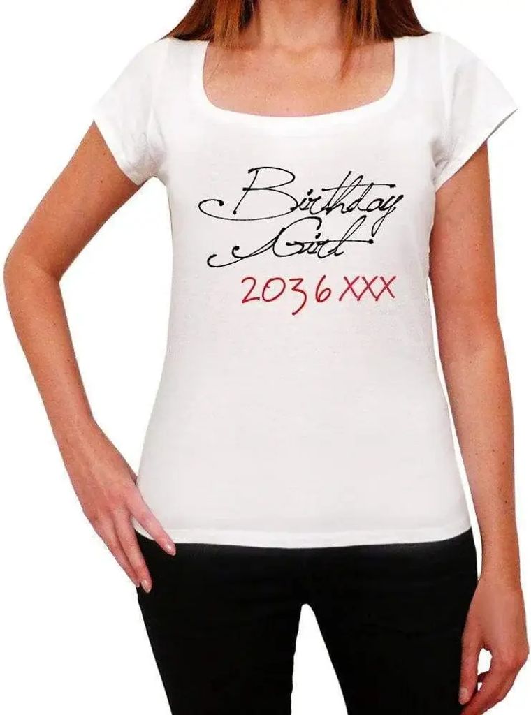 Damen Grafik T-Shirt Geburtstagskind 2036 – Birthday Girl 2036 – Öko-Verantwortlich Vintage Jahrgang Kurzarm Lustige Druck Geburtstag Geschenk...