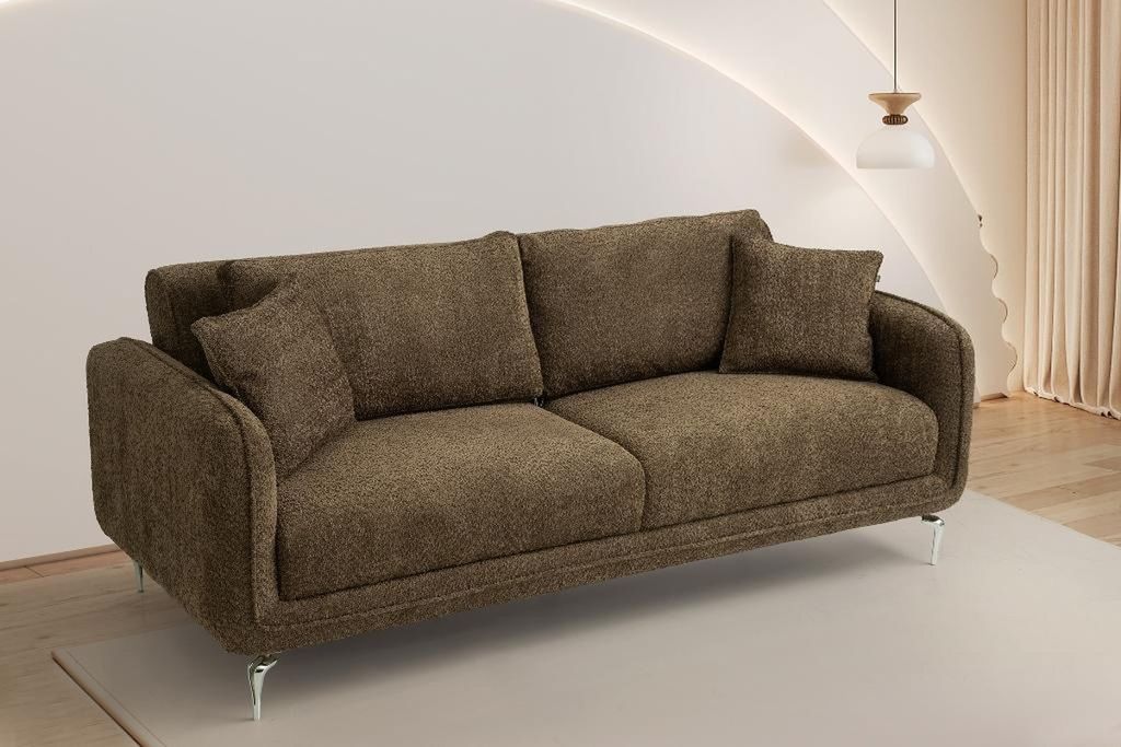 Braunes Wohnzimmer Stoffsofa Designer Polstercouchen 3-Sitzer Sofa