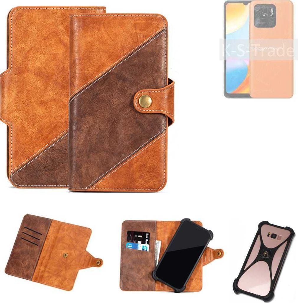 K-S-Trade Handyhülle Schutzhülle Bookstyle Case Wallet-Case kompatibel mit Xiaomi Redmi 10 Power Cover Klapphülle Kantenschutz Smartphone