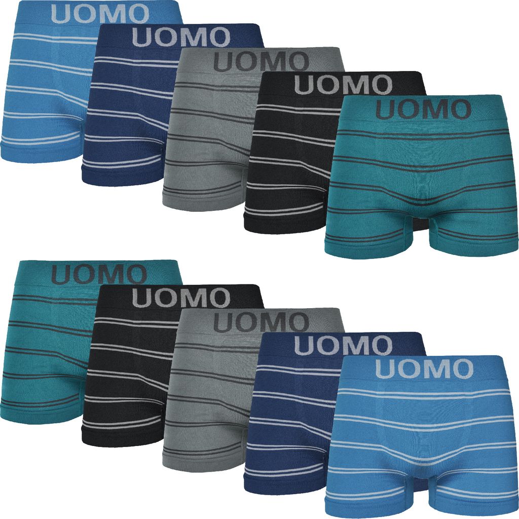10er Pack Boxershorts Retro Shorts Seamless uomo Unterwäsche Mikrofaser 9208 gestreift M/L