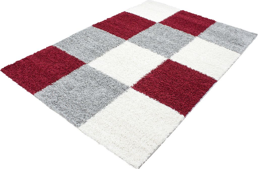 Life Shaggy Block teppich hochflor rechteckig 120x170cm rot