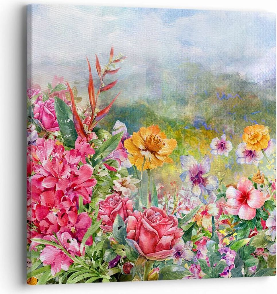 Bild auf Leinwand - Leinwandbild - blume sommer natur - 40x40cm - Wand Bild - Wanddeko - Wandbilder - Leinwanddruck - Bilder - Kunstdruck - Wanddek...