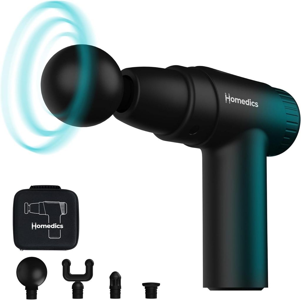 Massagepistole - Handmassagegerät elektrisch, Klopfmassagegerät mit 4 Aufsätzen & 6 Intensitätsstufen, Vibrations Massagegerät, Massagepistole