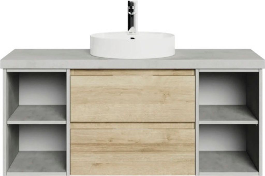 Badmöbelset 5-teilig und mehr Pelipal Serie 4035 BxHxT 118 x 61,2 x 44,5 cm Frontfarbe eiche riviera mit Waschtisch Kera