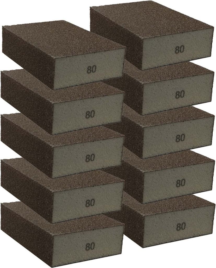Vielseitiger 10er Schleifschwamm Korn 80 für Holz Metall Lack – Perfekt für Fein- & Zwischenschliff in Schwarzbraun