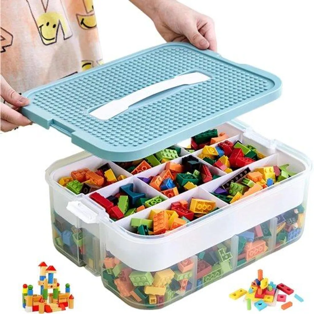 Boîte de rangement empilable et transparente pour briques de jeux 30cm