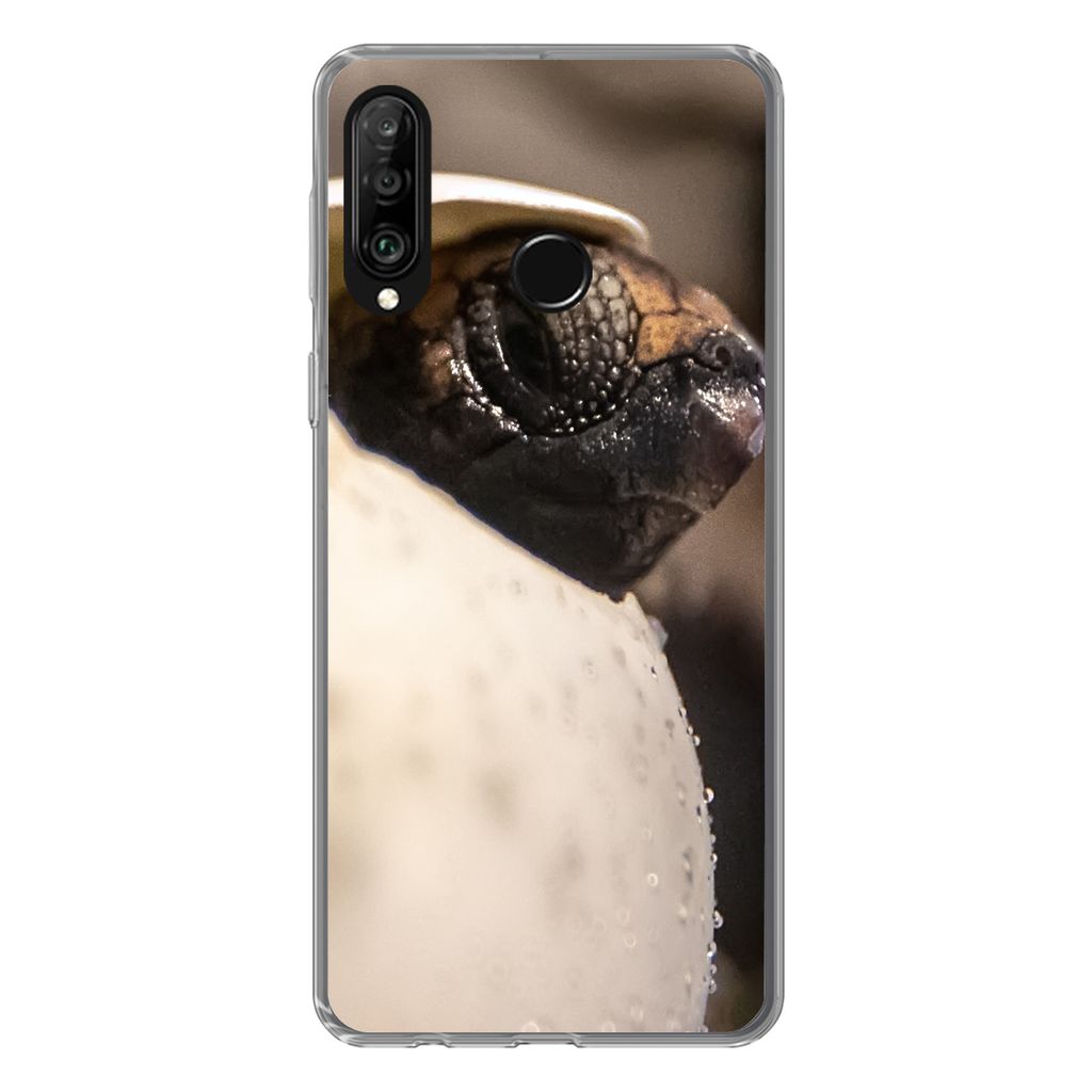 MuchoWow Handyhülle Schutzhülle Hülle für Huawei P30 Lite Schildkröte - Baby - Ei Silikon Softcase Handy Hülle - Handyhülle