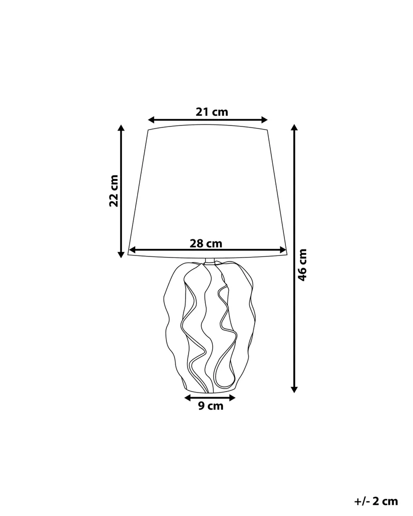 Lampe décorative base ondulée en céramique et or design minimaliste 46cm