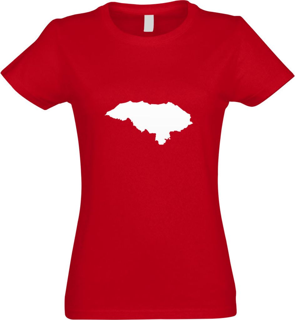 Kiwistar - T-Shirt tailliert - Damen - rot - Honduras Umriss Kontur - mit Motiv Bedruckt - Funshirt Design - Sport - Freizeit - Damen - L