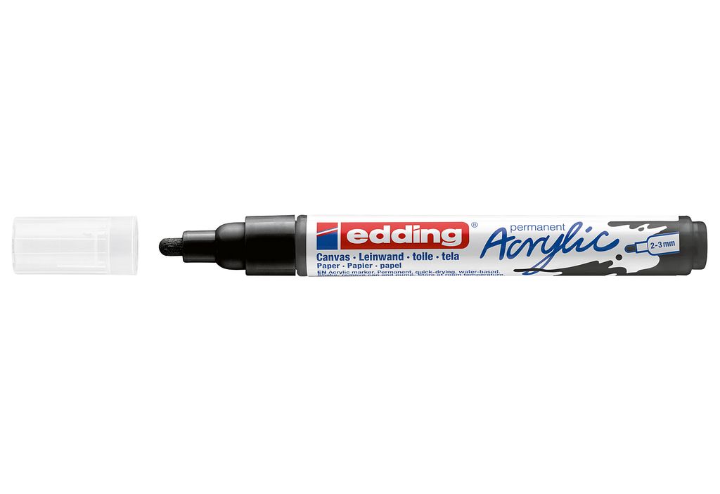 Edding 5100 Acrylmarker Medium, Schwarz, Schwarz, Medium, 2 Produktbild 
