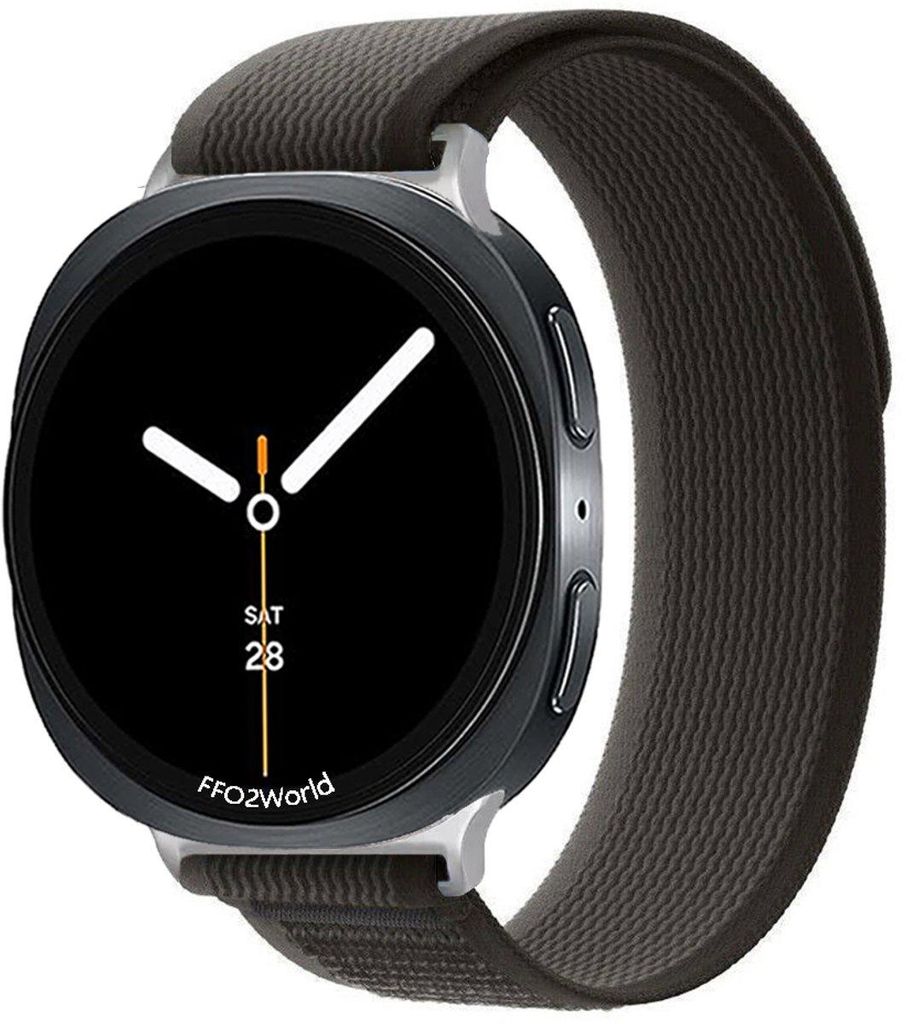FFO2World Trail Loop Nylonarmband – Kompatibel mit Galaxy Watch 8 (40/44 mm) / 8 Classic (46 mm) – Sportarmband mit Klettverschluss – Schwarz...