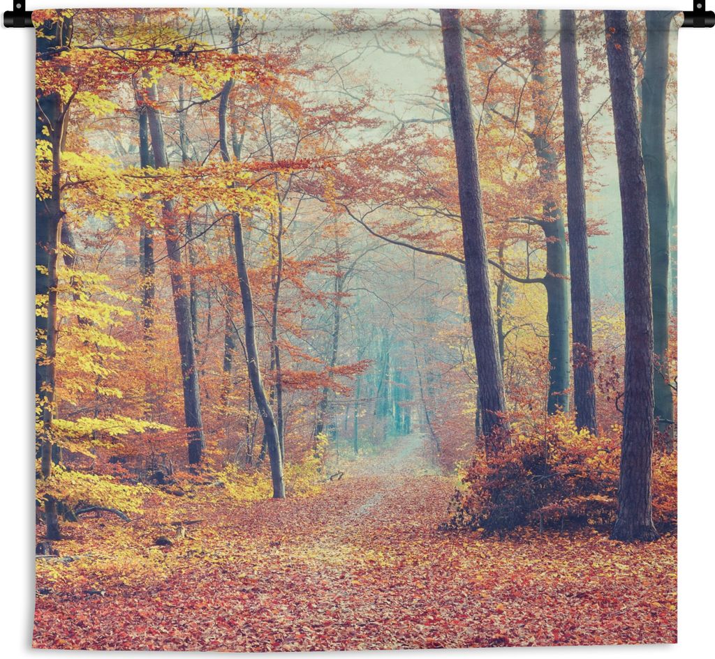 MuchoWow Wandteppich Wandbehang Wald - Herbst - Laub 60x60 cm Tapisserie Dekoration Wandtuch - Dekorationen - Wand Decke