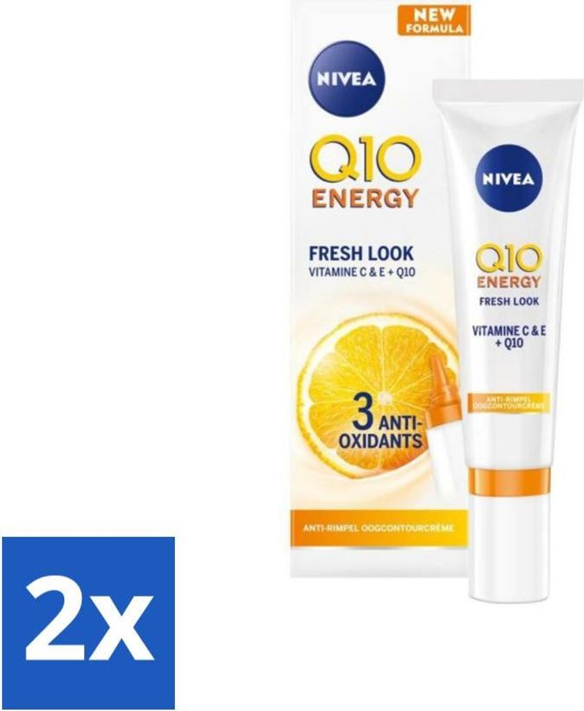Nivea Q10 Energy Anti-Falten Augenkonturcreme - Vitamin C & E - 15 ml - Vorteilspack - 2 Stücke