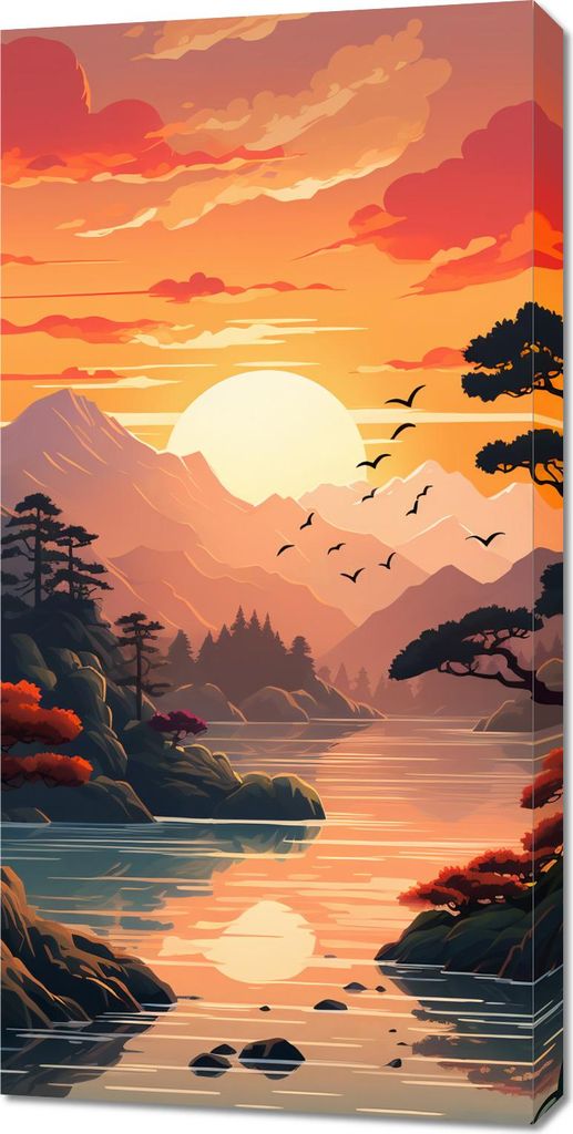 Bild 50x100cm Goldene Abenddämmerung
