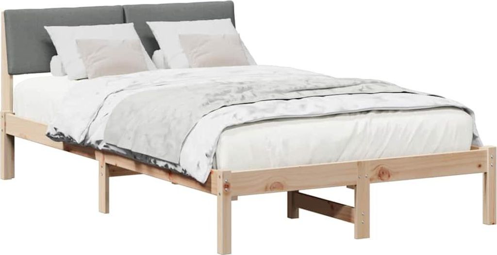 Bettgestell Braun und Dunkelgrau 120 x 200 cm Massivholz Kiefer