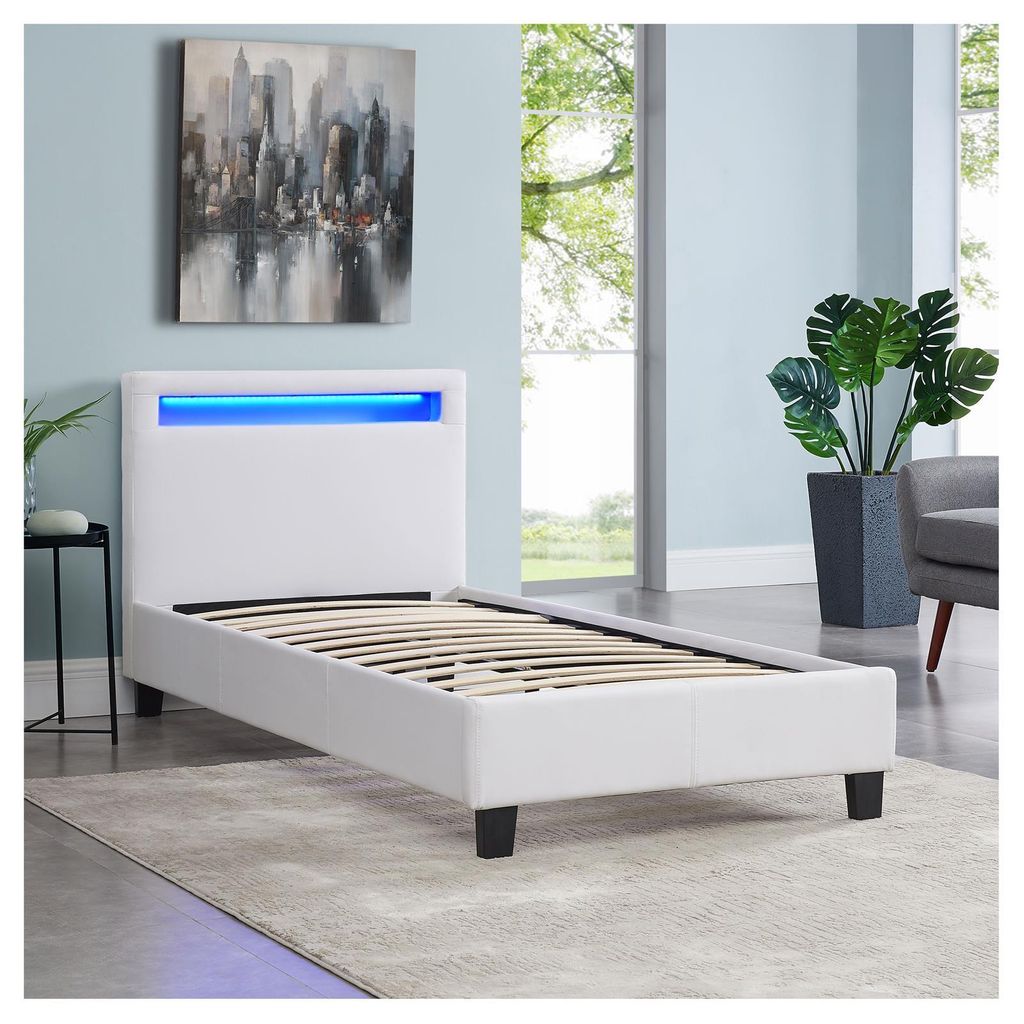 Polsterbett MANDALAY mit LED Beleuchtung Einzelbett Produktbild 