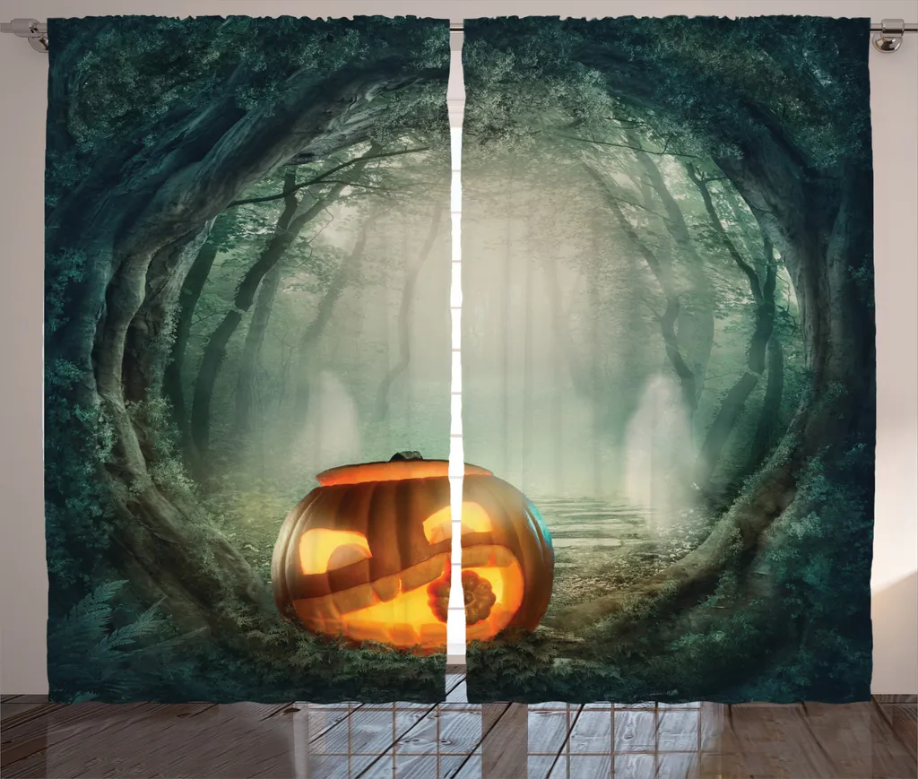 Rideaux Universels Halloween Motif Citrouilles pour Salon 280x225 cm