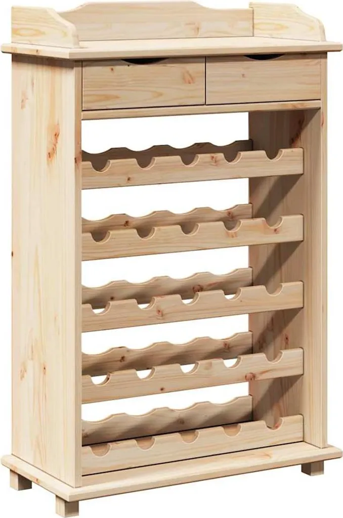 vidaXL Casier à bouteilles en bois de pin massif naturel 58x28x90 cm