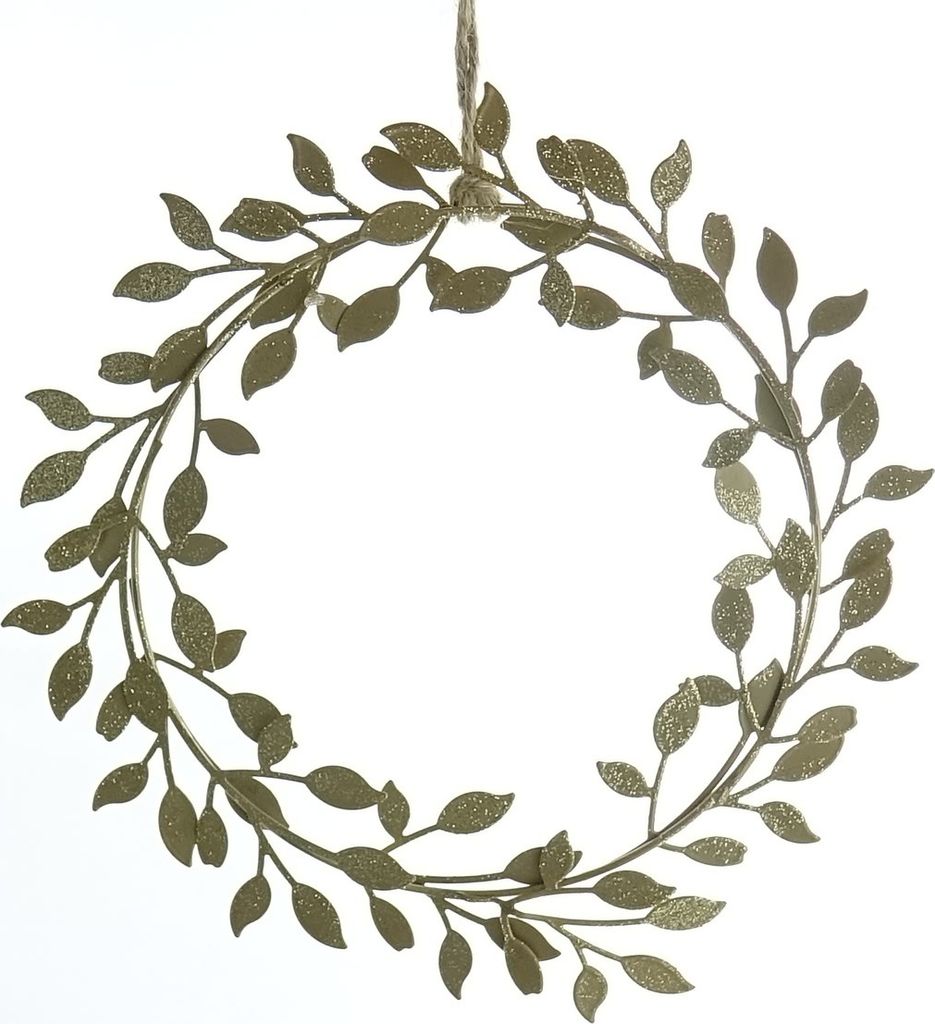 Weihnachtskranz mit Blättern Goldfarben Ø 19 cm aus Metall