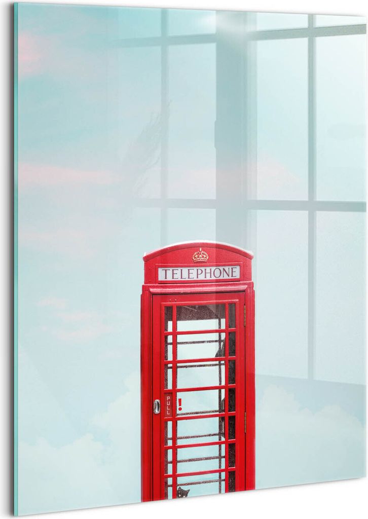 Designer Glasbild - Wandbild - Glas Bild - 60x80 cm - Telefonzelle