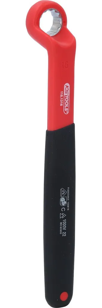 KS TOOLS 118.1316 Chiave Poligonale Isolata 16mm a Gomito 75°