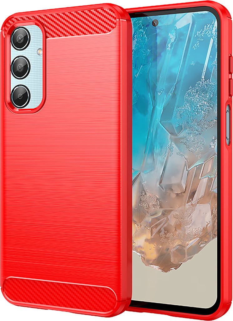 Hülle für Samsung Galaxy M35 Carbon-Faser Weich TPU Silikon Stoßfest Handyhülle Rot