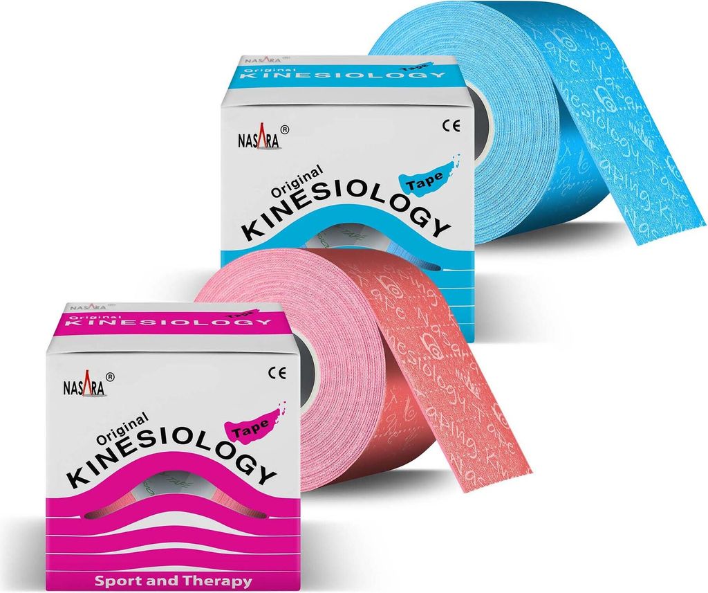 2er 1x blau 1x pink NASARA Kinesiologie Tape