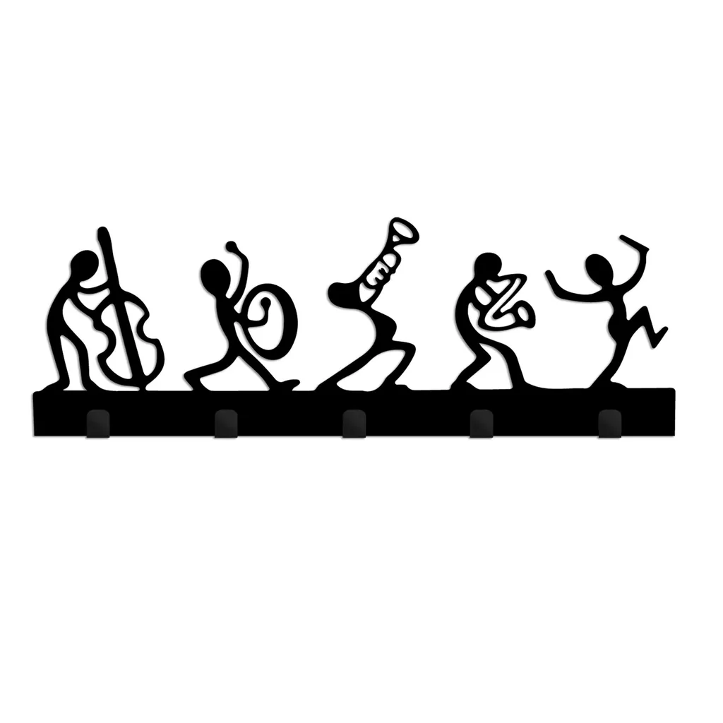 Patère Murale Design Musique en Métal Noir Wallity 60 cm pour Entrée