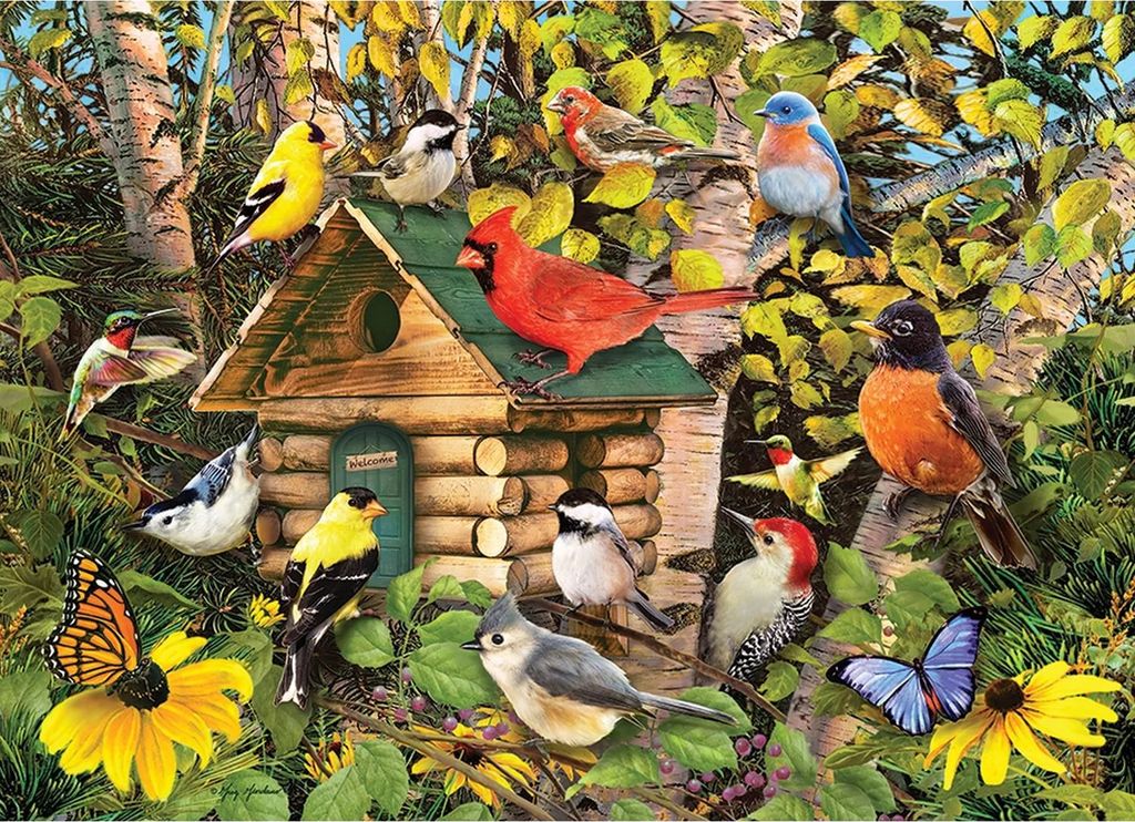 Cobble Hill Puzzle Vögel Bird Cabin - 1000 Teile Puzzle Spaß