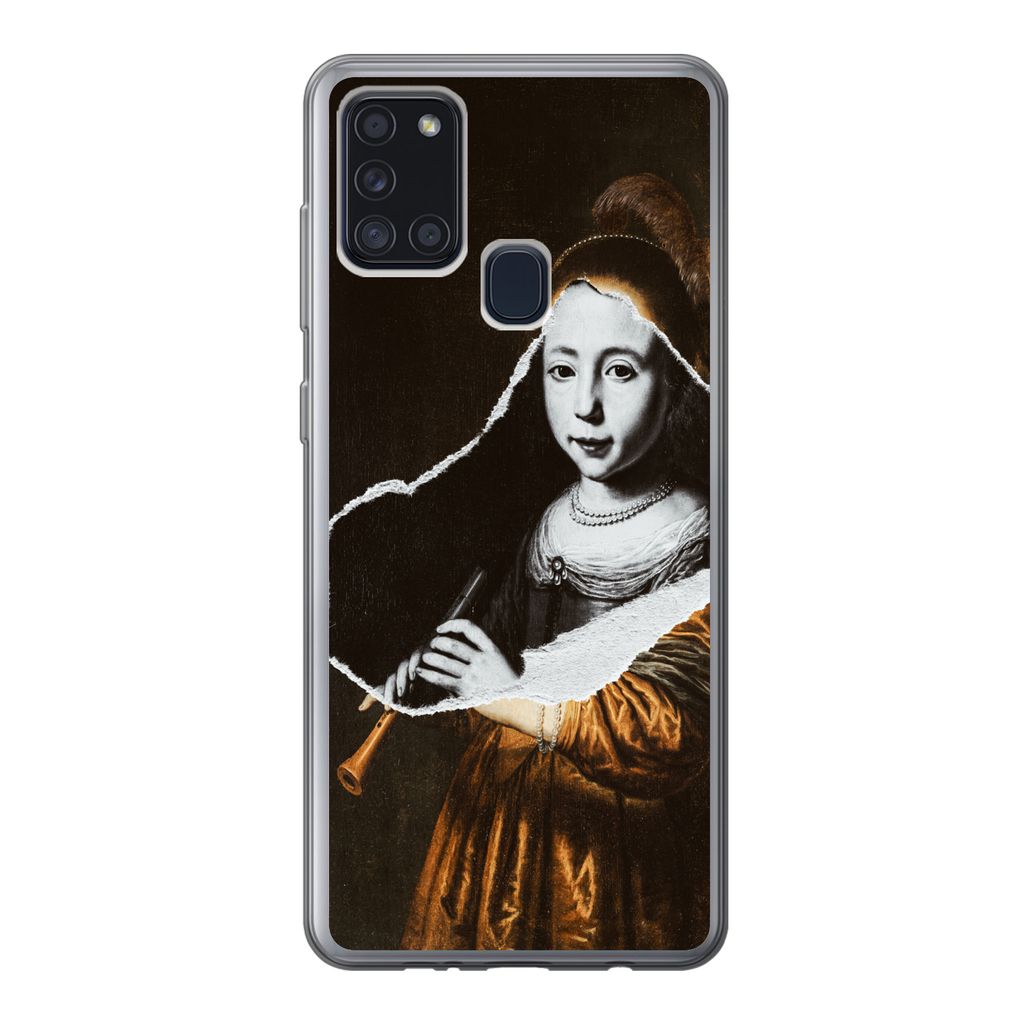 MuchoWow Handyhülle Schutzhülle Hülle für Samsung Galaxy A21s Elizabeth-Spiegel - Dirck Dircksz Santvoort - Schwarz - Weiß Silikon Softcase ...