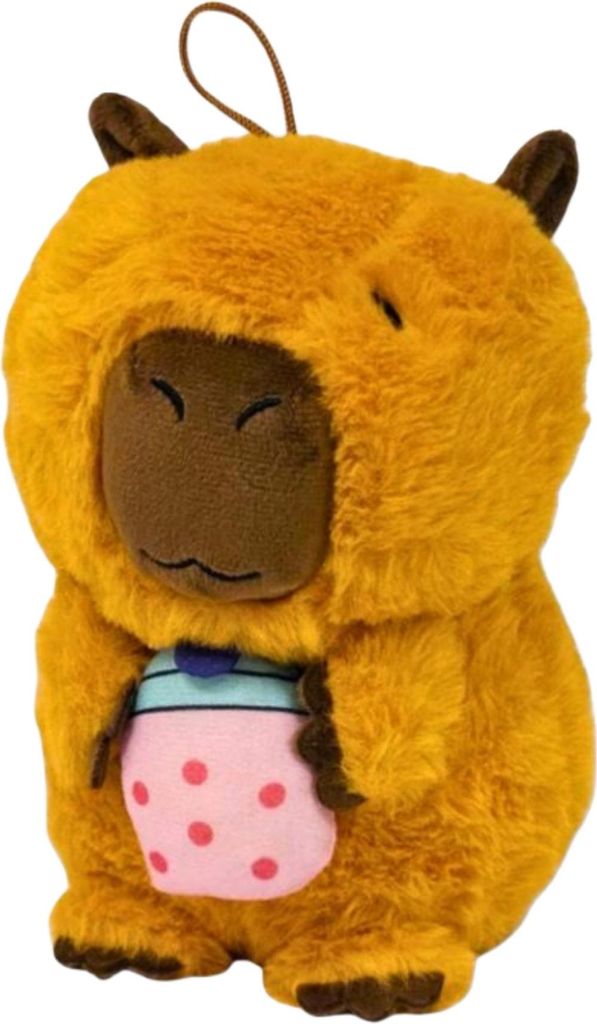 Capybara Kuscheltier braun Figur Plüsch 35 cm Plüsch Capybara Bubble Tea rosa
