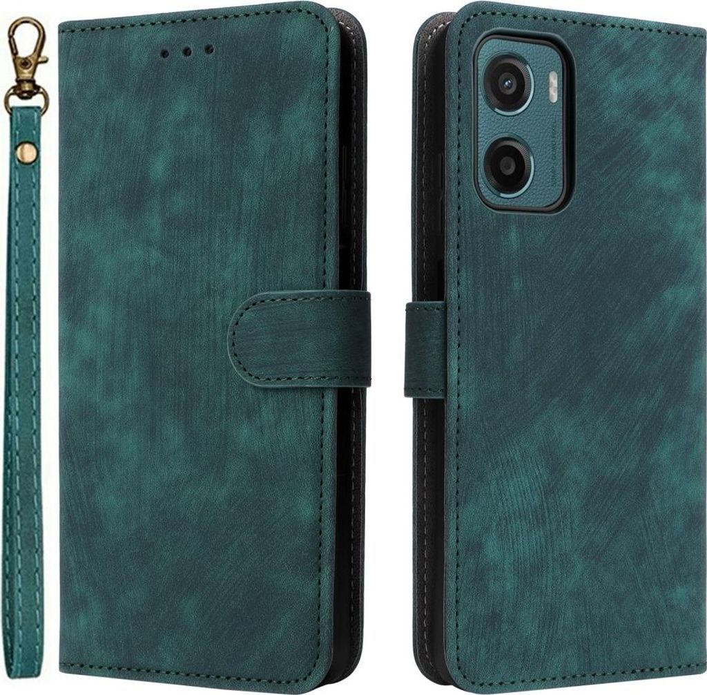 Motorola Moto G05 / E15 Hülle - Coverup Klapphülle mit Schlüsselband - Grün