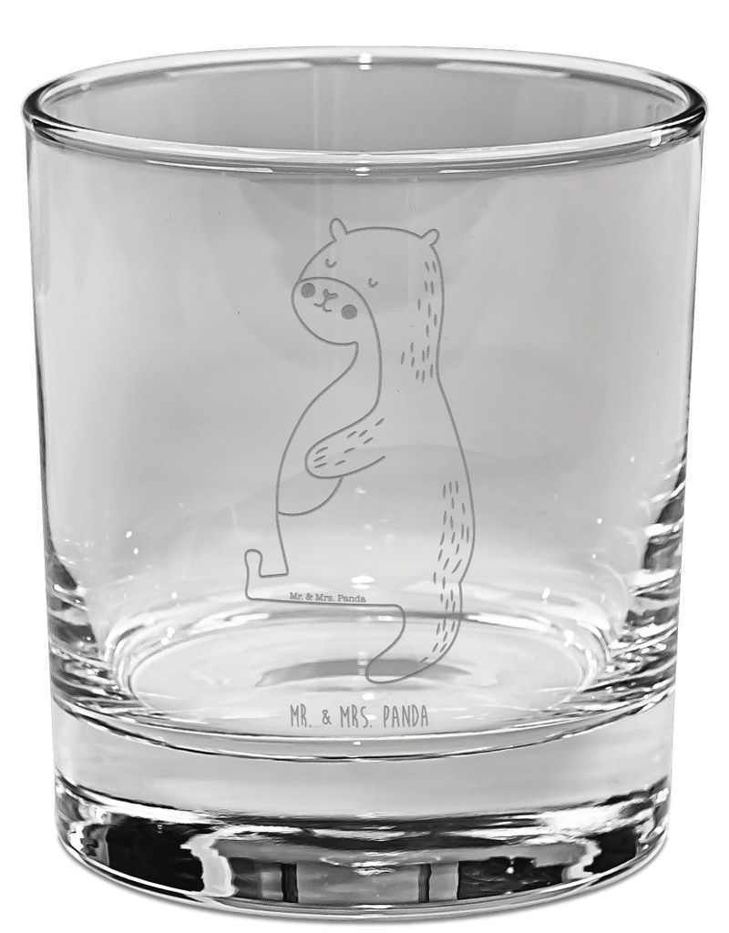 Mr. & Mrs. Panda Tumbler Glas Otter Bauch - Transparent - Geschenk, Essen. Foodlover, Gravur Whiskyglas, Seeotter See, Sportmuffel, voll Gefuttert,...