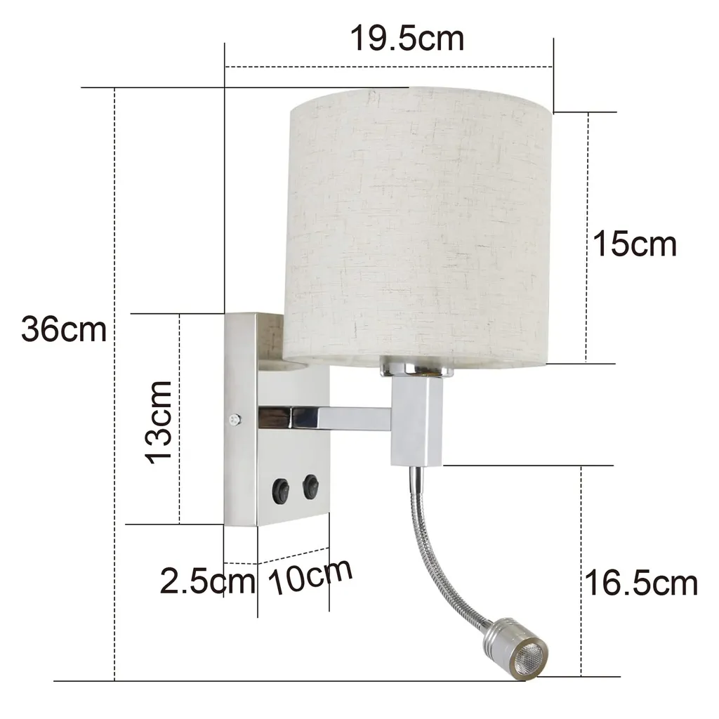 Applique Murale LED Design Rond Orientable avec Interrupteur Intégré