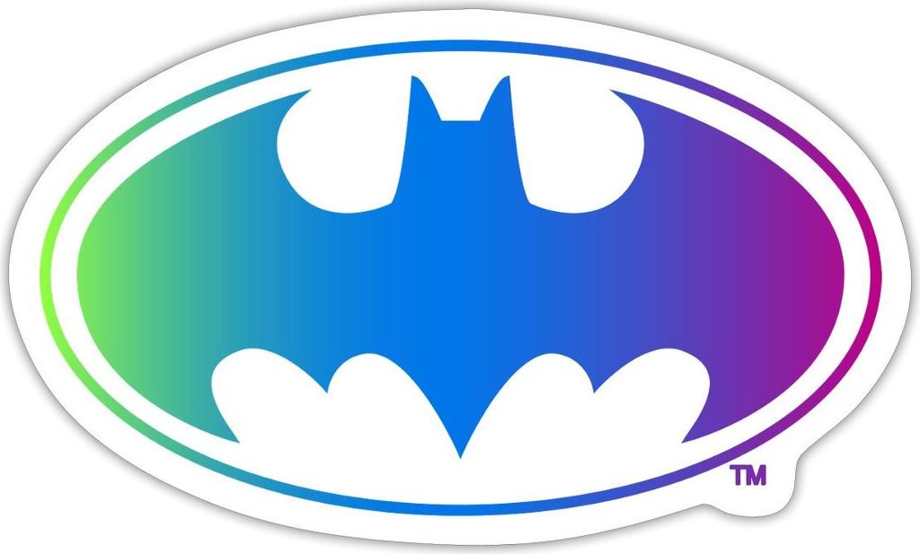 Spreadshirt DC Comics Batman Logo Regenbogenfarben Sticker Aufkleber, 10 x 10 cm, Mattweiß