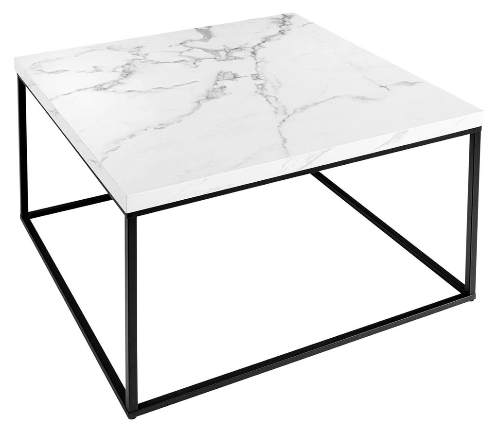 Couchtisch Architecture - 60cm - weiß - Marmor-Design mit Metallgestell