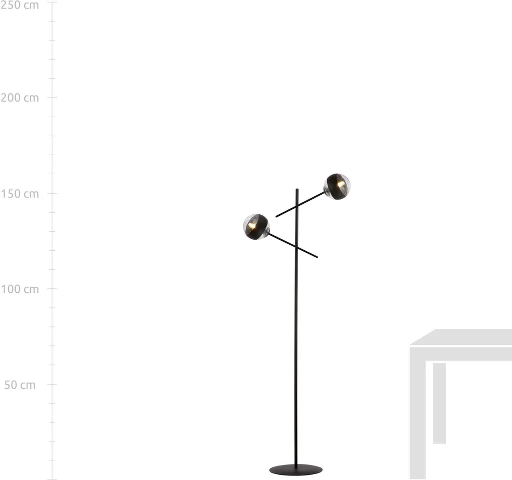 Lampadaire Double Éclairage 2xE14 LINEAR LP2 Noir Design Rayuré 1168 - 4