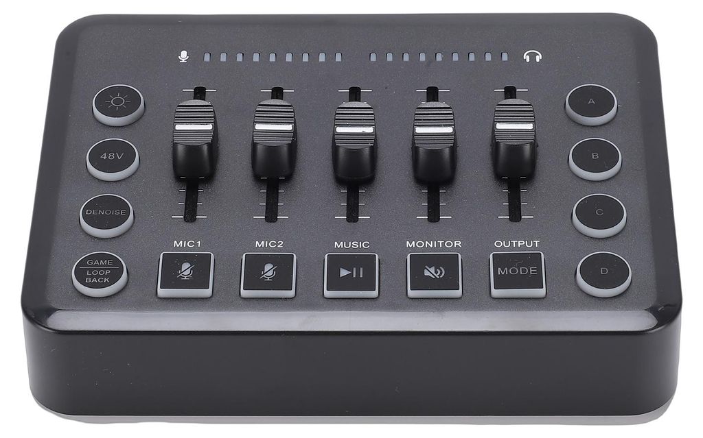 Wireless Live Streaming Sound Card Mixer, Noise Reduction, RGB Lights, 4-Custom Recording Buttons, BT5.0, Compatible with PC/Mobile for Podcasting,