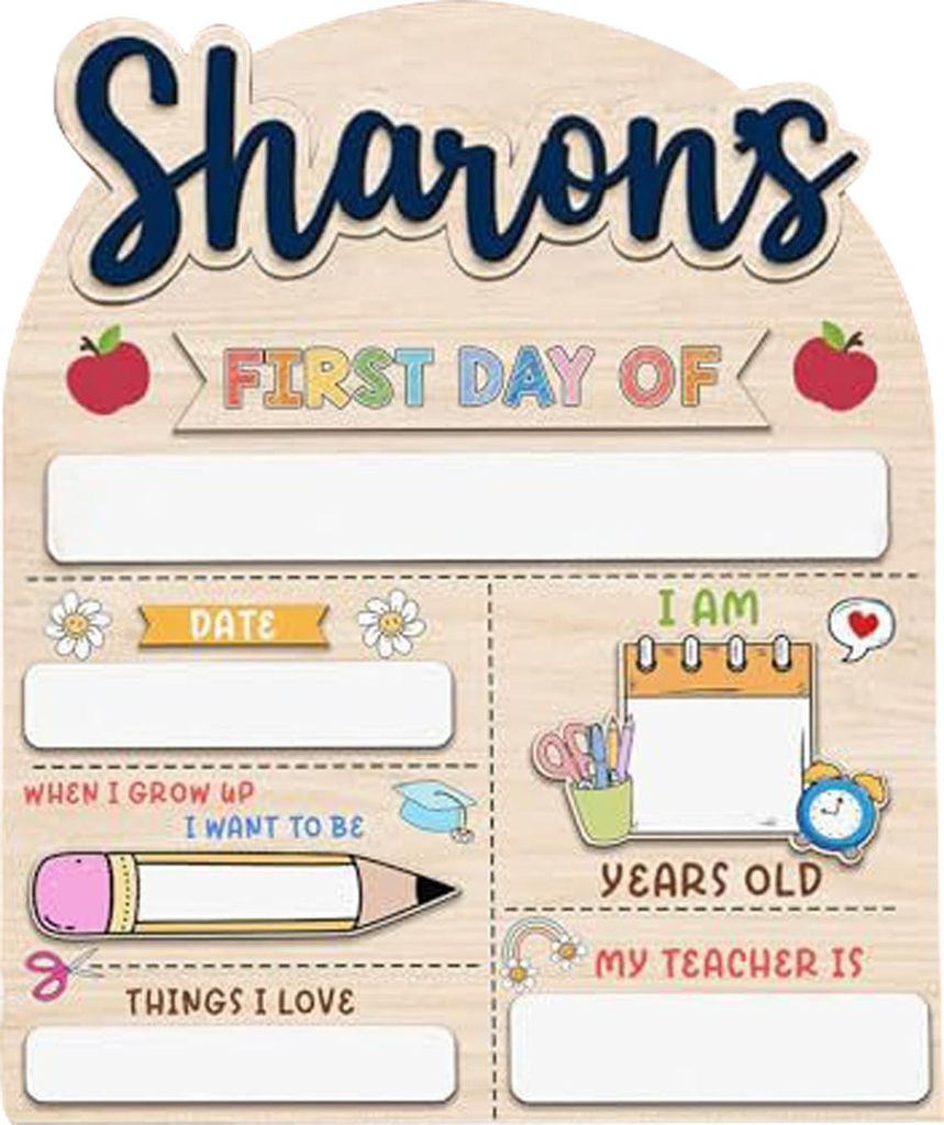Schild zum ersten Schultag, aus Holz, Meilensteinschild für die Bildung, Andenken, trocken abwischbare Tafel, Geschenke für Kinder zum Schulanfang