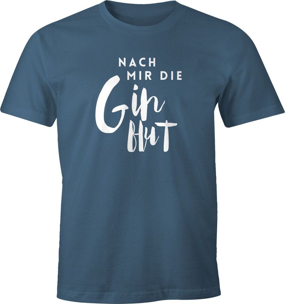 Herren T-Shirt Nach mir die Ginflut Gin Gin-Spruch Fun-Shirt Party-Shirt Moonworks denim XXL