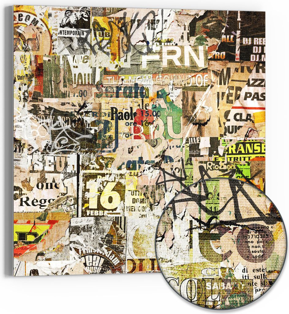 DEQORI Hybrid Leinwand Bild 30x30 cm 'Urbane Geschichten' Wandbild Glas flach modern