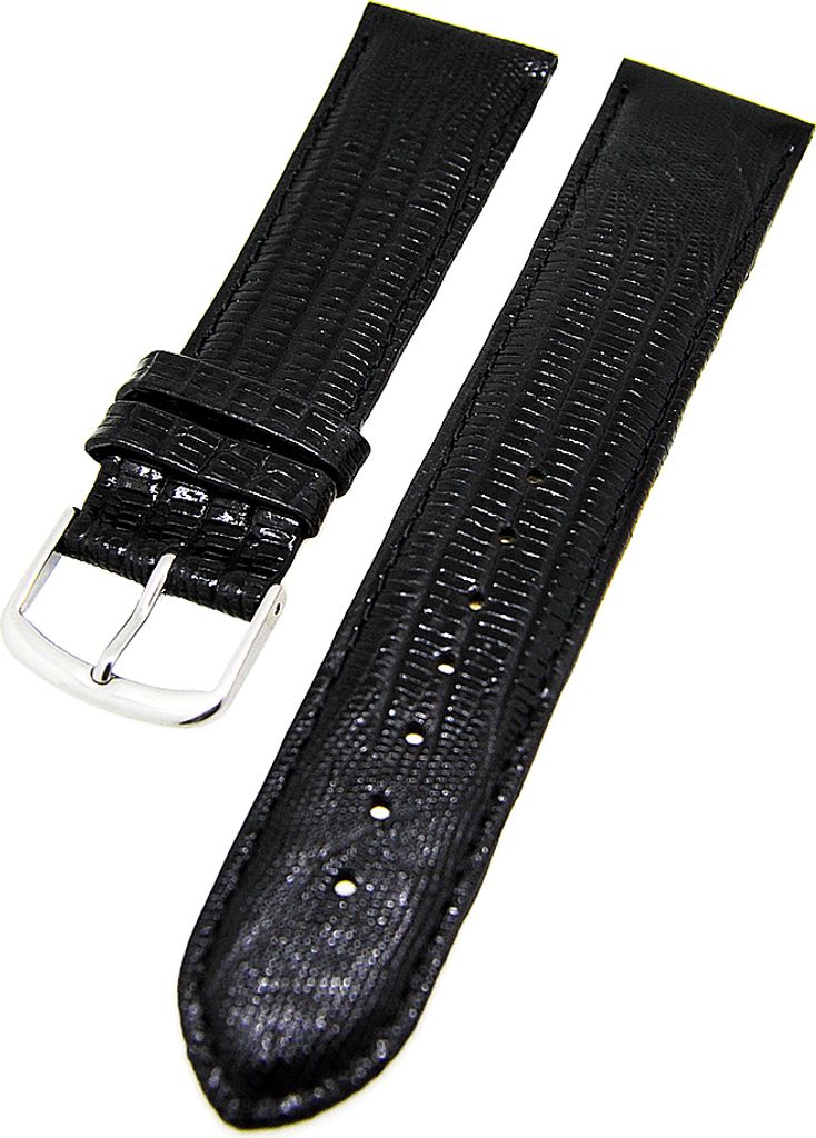 Uhrenarmband Kalbleder Armband Tejustruktur leicht gepolstert Schwarz 22mm