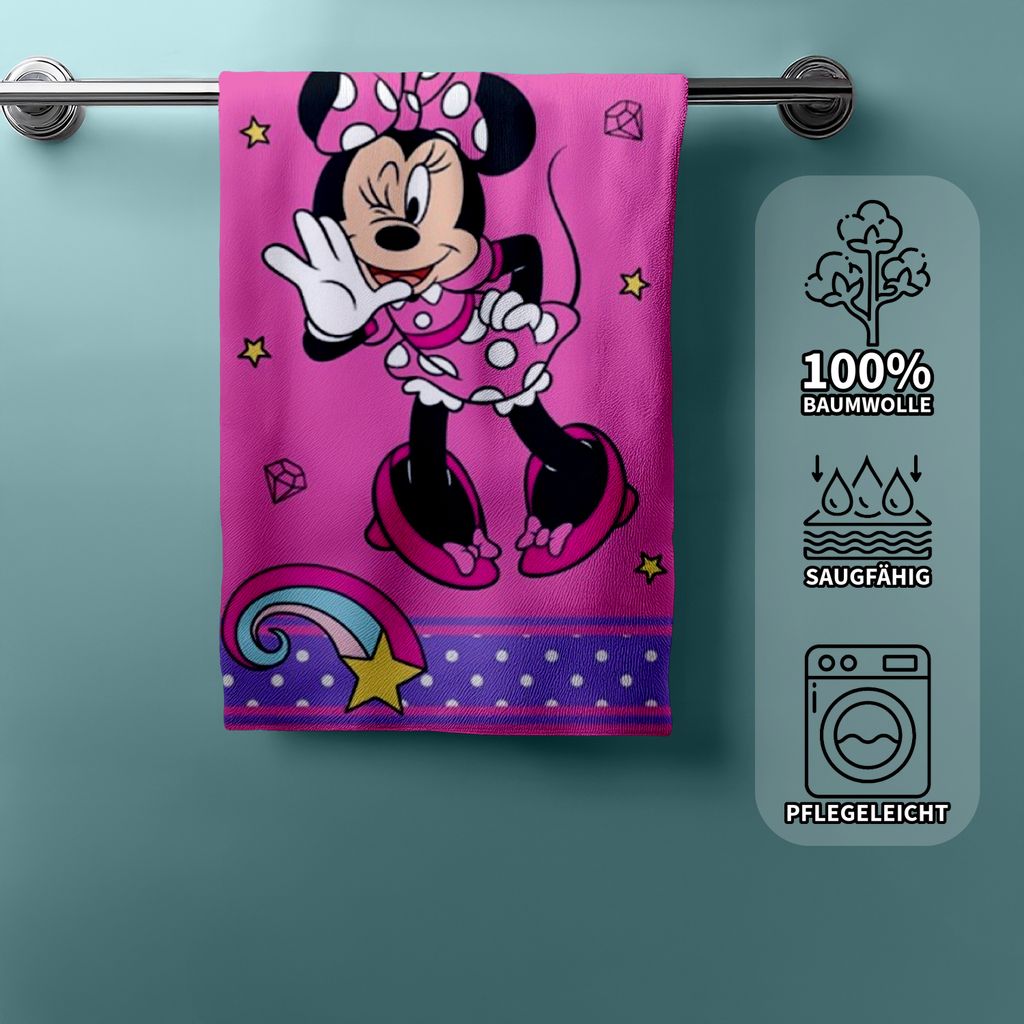 Set di asciugamani per bambini con Minnie Mouse e asciugamano Minnie Mouse da 68,6 x 137,2 cm, adesivi e altro (set da bagno e piscina di Minnie