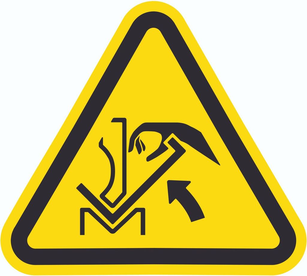 Achtung Quetschgefahr zwischen Presse und Werkstück Symbol Aufkleber Dreieck D500mm