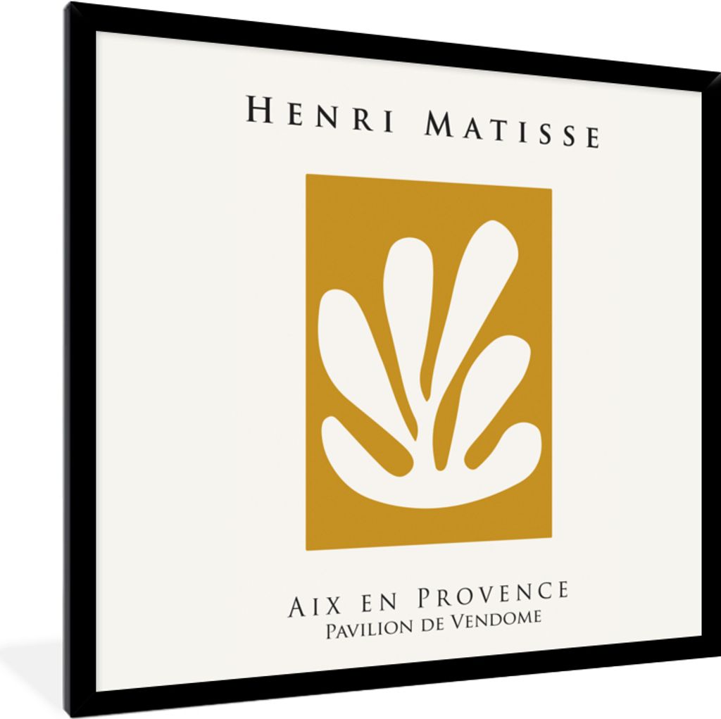 MuchoWow Gerahmtes Poster Matisse - Ockergelb - Formen - Blätter - Plastik 40x40 cm - Poster mit Schwarzem Bilderrahmen Wandposter Rahmen Foto B...