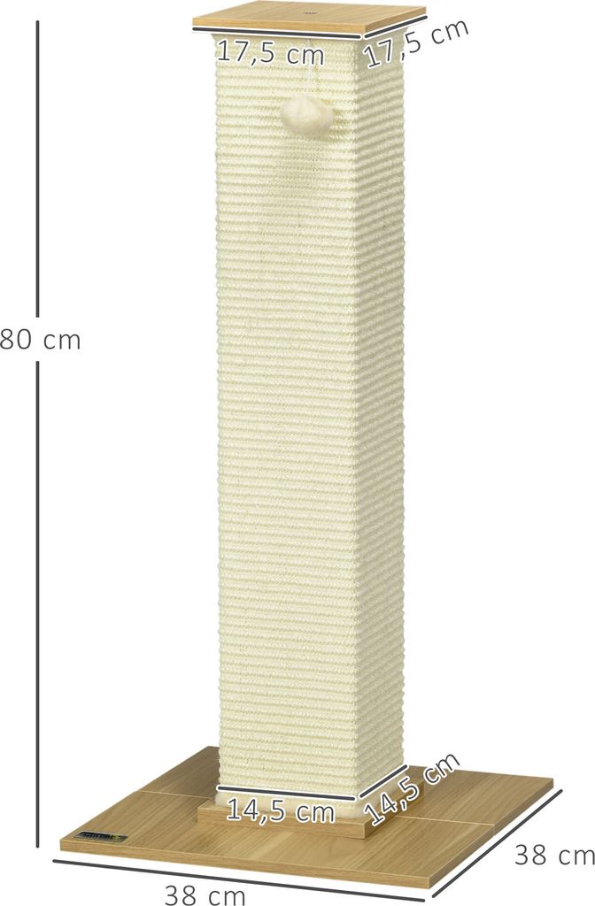 PawHut Kratzbaum, 80 cm, Kratzstamm für Katzen mit Produktbild 3