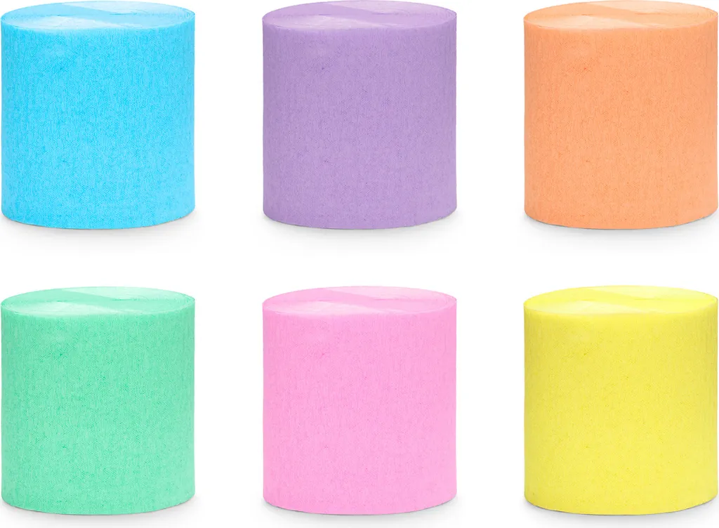 Rotoli Carta Crespa Pastello 5x10m - Set 6 Pezzi per Decorazioni Fai da Te