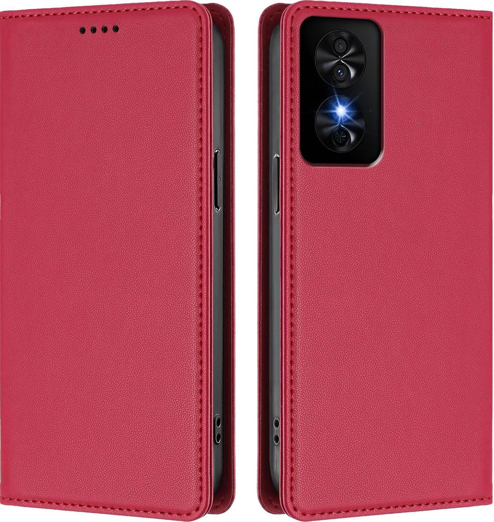Handyhülle für TCL 50 SE/TCL 40 NxtPaper, Kunstleder Klapphülle Stoßfeste Magnetische Hülle mit Ständer Rot