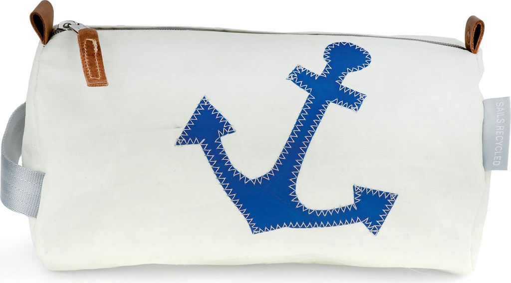 Kosmetiktasche Kulturbeutel Tonne Weiss Anker Blau Produktbild 
